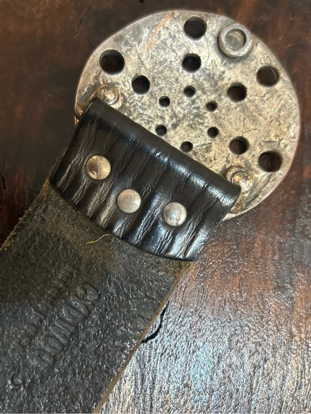 CYDWOQ Leather Belt With Round Metal Buckle with Holes Unique